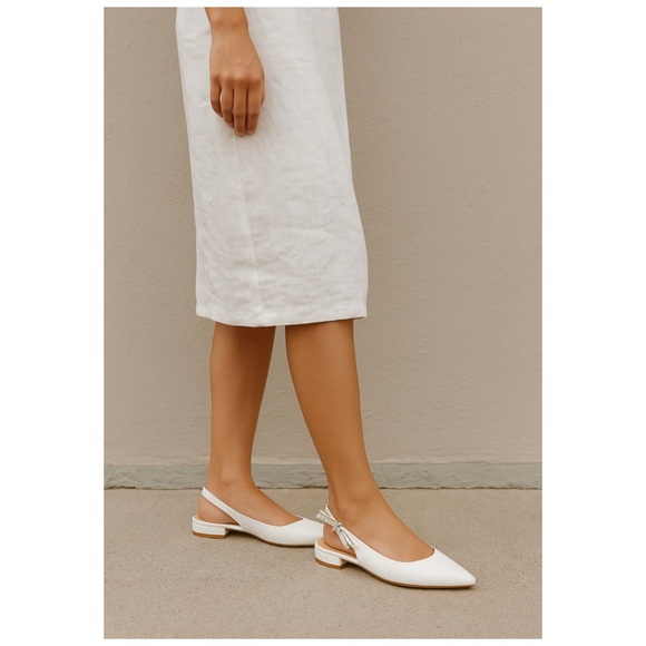 Ted Baker Jane Bow Slingback White Pointed Toe Flats Bridal Shoe NWT Size 10 - Picture 2 of 16